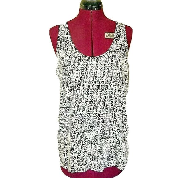 J.CREW Womens Tank Top Black White Size Large Cotton Scoop Neck Clear Se…